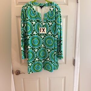 Talbots 1X Green Blue Terry tunic